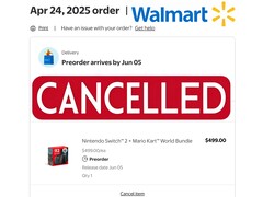 Walmart canceled Switch 2 pre-order (Image source: screenshot, Walmart website with edits)