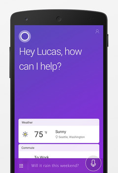 Cortana&#039;s latest update adds voice recognition to the lock screen. (Source: Google Play)