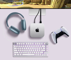 Apple advertises the new Mac mini with Sony's DualSense controller. (Image source: Apple)