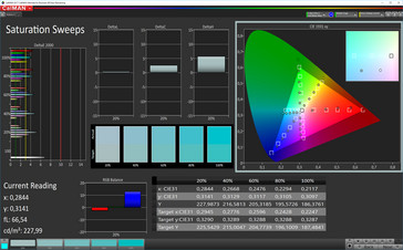 CalMAN: Color Saturation – Profile: Warm, sRGB target color space