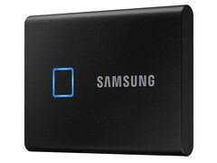The hardware-encrypted Samsung T7 Touch external USB-C SSD is currently on sale at Amazon for 26% off its regular list price (Image: Samsung)