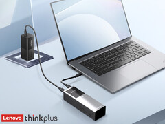 The 125 W ThinkPlus power bank costs around $32 in China. Pictured: a promo picture of the portable charger. (Image source: Lenovo)