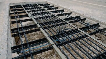 Indiana's Department of Transportation covered the Purdue transmitter coils with with highway concrete. (Image source: Kelsey Lefever/Purdue University)
