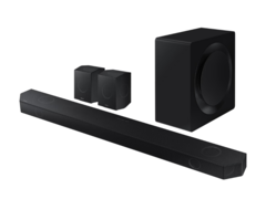The Samsung HW-Q990D soundbar comes with a wireless subwoofer and rear surround speakers. (Image source: Samsung)
