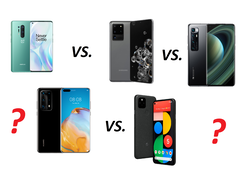 In test: Xiaomi Mi 10 Ultra, Huawei P40 Pro Plus, Google Pixel 5, Samsung Galaxy S20 Ultra, OnePlus 8 Pro. Test devices provided by Trading Shenzhen, Huawei Germany, Samsung Germany, Google Germany