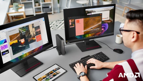 The Lenovo ThinkCentre neo 55q Gen 6 can be connected to up to three monitors. (Image source: Lenovo)