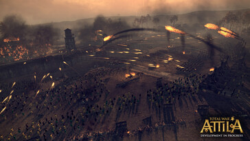 An image showing a battle and many soldiers in Total War: Attila.