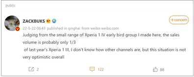 Xperia 1 IV pre-sales. (Image source: Weibo - machine translated)