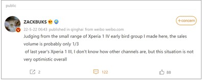Xperia 1 IV pre-sales. (Image source: Weibo - machine translated)