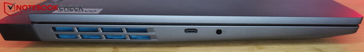 Left: USB-C 3.2 Gen 2 (10 Gbit/s, DisplayPort 1.4, PD with 140 W), headset port