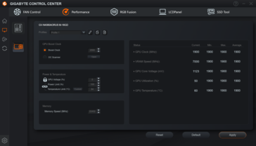 GPU overclock settings