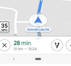 Some US users can now see a speed-limit icon in the bottom left corner of their directions view in Maps. (Source: Google)