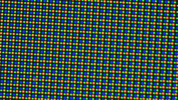 The OLED display uses an RGGB sub-pixel matrix consisting of one red, one blue and two green LEDs.