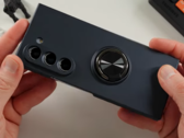 A Galaxy Z Fold5 in a Fold6 case. (Source: Jeff Springer via YouTube)