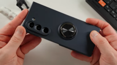 A Galaxy Z Fold5 in a Fold6 case. (Source: Jeff Springer via YouTube)