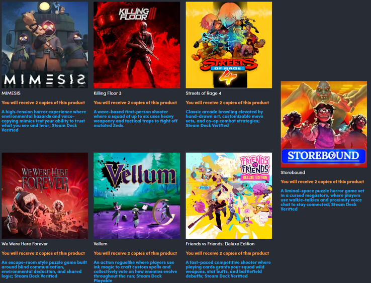 All the included games in the bundle