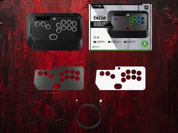 HyperX Clutch Tachi leverless arcade controller box contents are shown (Image source: HyperX PR)