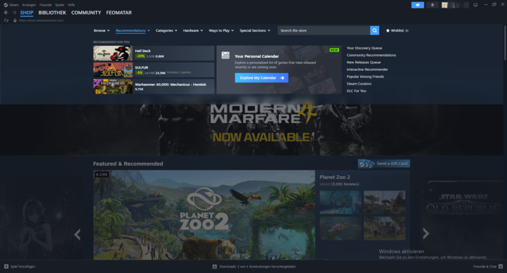 The Steam calendar can be found in the Steam client or a web browser under Store > Recommendations.