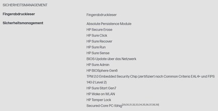 Security management features (source: HP)