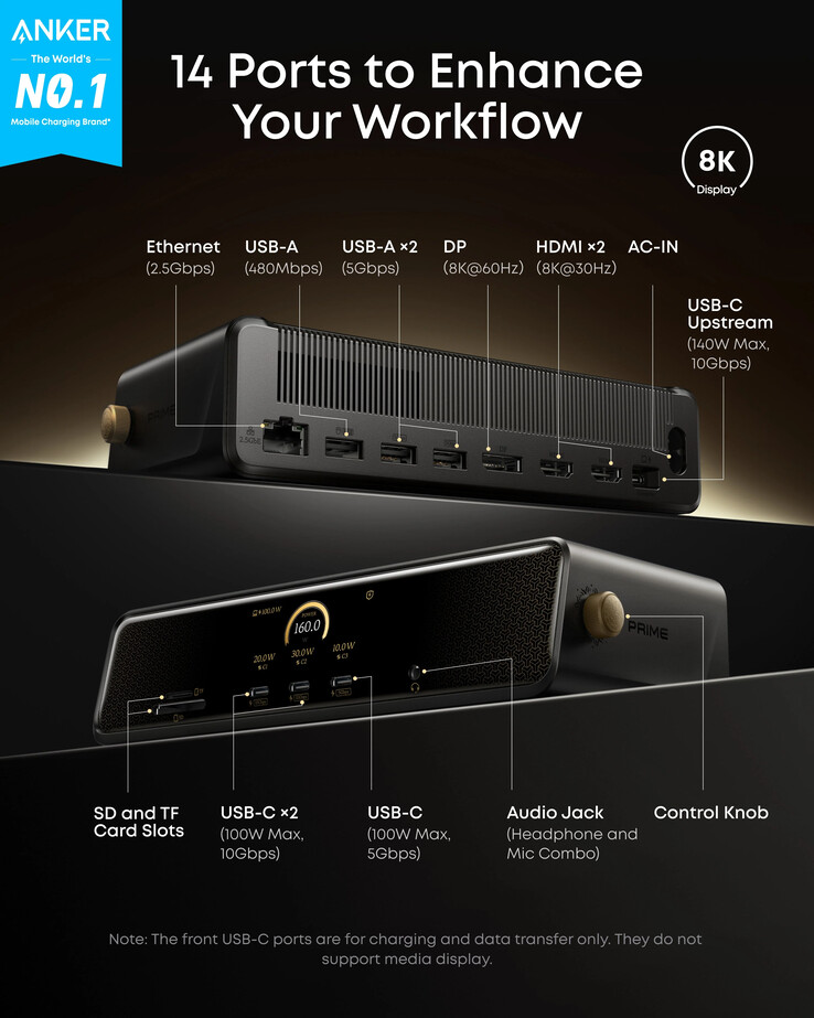 The Anker x Black Myth: Wukong Edition Prime Docking Station (14-in-1, Triple Display, DisplayLink). (Image source: Anker)