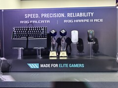Asus ROG Falcata keyboard and Harpe 2 Ace mouse have been shown off at Computex 2025 (image source: Notebookcheck)
