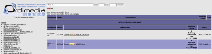 The Google Pixel 4a will apparently be available in two colours, according to Ordimedia.fr (Image source: Ordimedia.fr)
