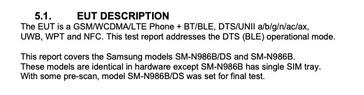 Some FCC test results for the SM-985 and -986. (Source: FCC via MySmartPrice)