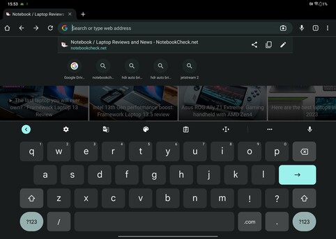 Default Gboard keyboard in landscape orientation