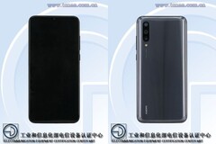 The Xiaomi M1904F3BC's front and rear panels. (Source: TENAA)