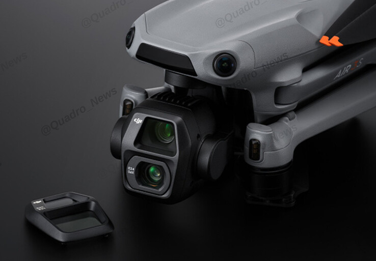 Previously leaked image of the DJI Air 3S dual-camera unit. (Image source: @Quadro_News on X/Twitter)