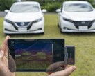 One vehicle is treated with Nissan's cool paint, the other with traditional automotive paint. The cool paint has shown up to a 12-degree Celsius reduction in exterior surface temperatures and up to 5-degree Celsius cooler interior. (Image source: Nissan)