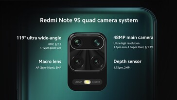 The Redmi Note 9S' rear cameras. (Source: YouTube)