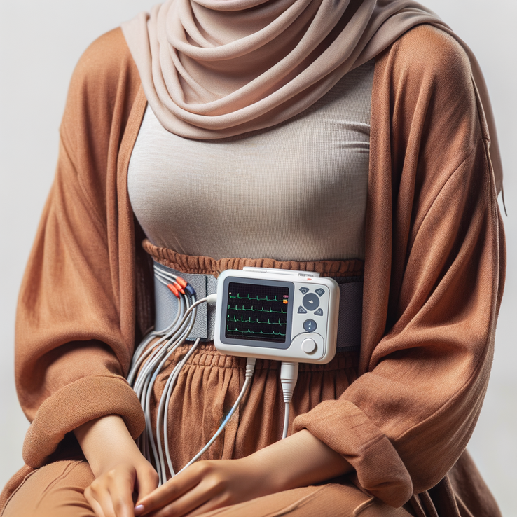 The Zio is easier to wear than this illustration of a typical 24-hour, 12-lead Holter Monitor. (Source: AI-generated image using DALL·E 3)