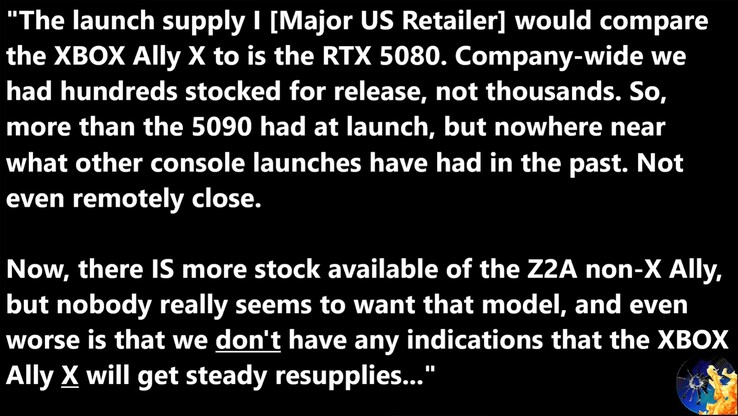 Asus ROG Xbox Ally and ROG Xbox Ally X supple leak. (Image source: Moore's Law Is Dead on YouTube)