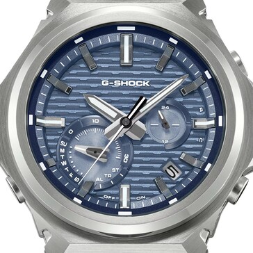A close up look of the GST-B1000-2A's blue dial.