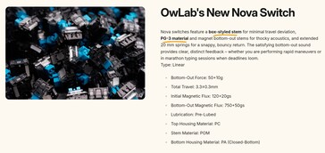 OwLabs Nova HE switch specs