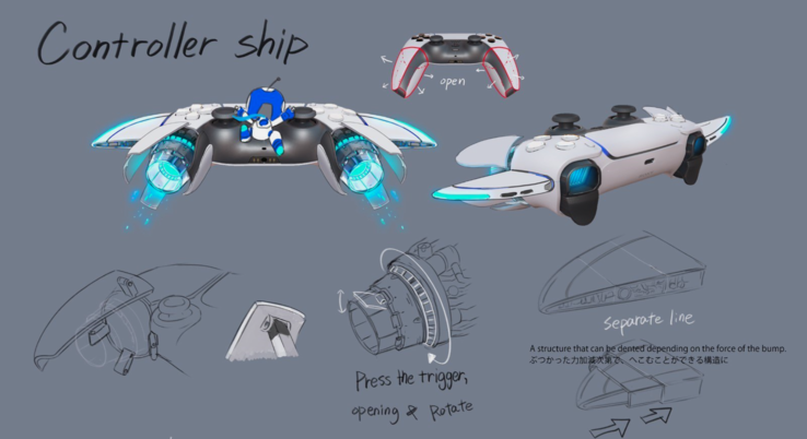 Early concept art for Astro Bot's 'Dual-Speeder' design. (Image source: PlayStation Blog)