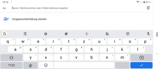 Using the default keyboard in landscape mode