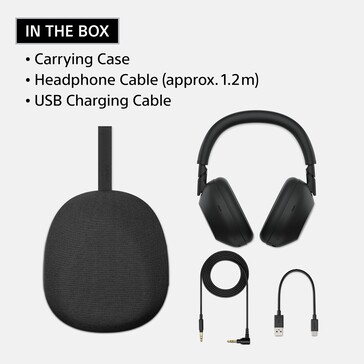 The headphones come with a carrying case and a 3.5mm audio cable. (Image source: Sony)