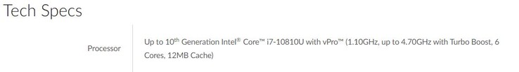 Core i7-10810U: Hexa core CPU with vPro