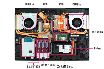 Tornado F7W inetrnal layout: SSD array fully visible (Source: Eurocom)