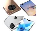 Huawei Mate 40 Pro (top) & Apple iPhone 12 (bottom). (Image source: WindowsUnited.de/PhoneArena - edited)