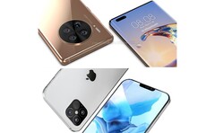 Huawei Mate 40 Pro (top) &amp; Apple iPhone 12 (bottom). (Image source: WindowsUnited.de/PhoneArena - edited)