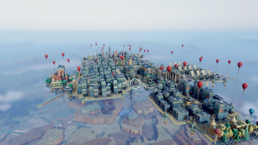 The floating platform is gradually expanded as the city grows. (Pictured: A screenshot from Airborne Kingdom)