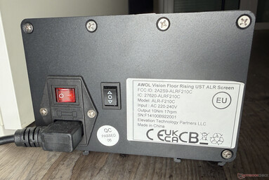 Power connection and control unit on the screen