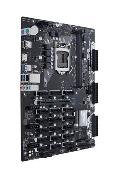 The 19 PCIE connectors are divided into three groups, each with its own ATX12V power connector (Source: Asus)