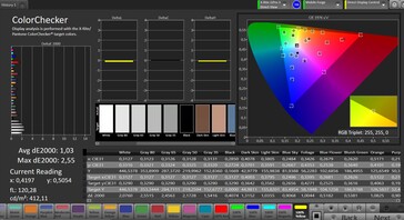 Color accuracy (target color space: sRGB; profile: Standard)