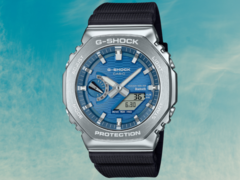 The Casio GBM-2100A-2B (pictured) is one of three new metal bezel watches. (Image source: Hamilton Place, edited)