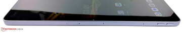 Top: microSD card slot, microphones, volume rocker
