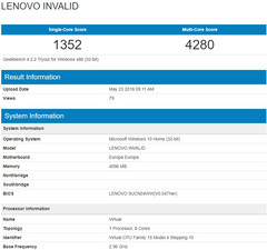 Details of alleged Windows laptop with Snapdragon 845 by Lenovo (Source: Geekbench Browser)